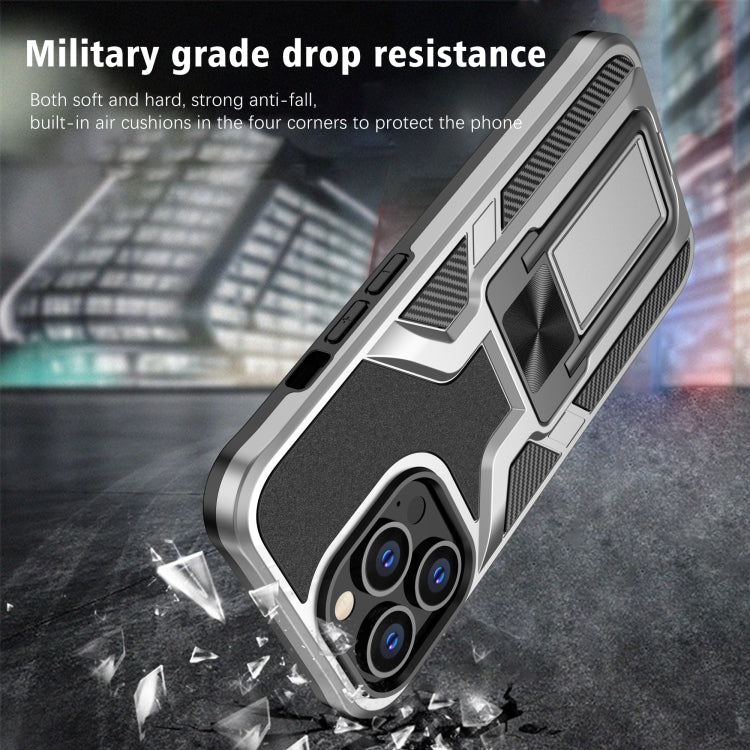 For iPhone 13 Pro Armor 2 in 1 PC + TPU Magnetic Shockproof Case with Foldable Holder