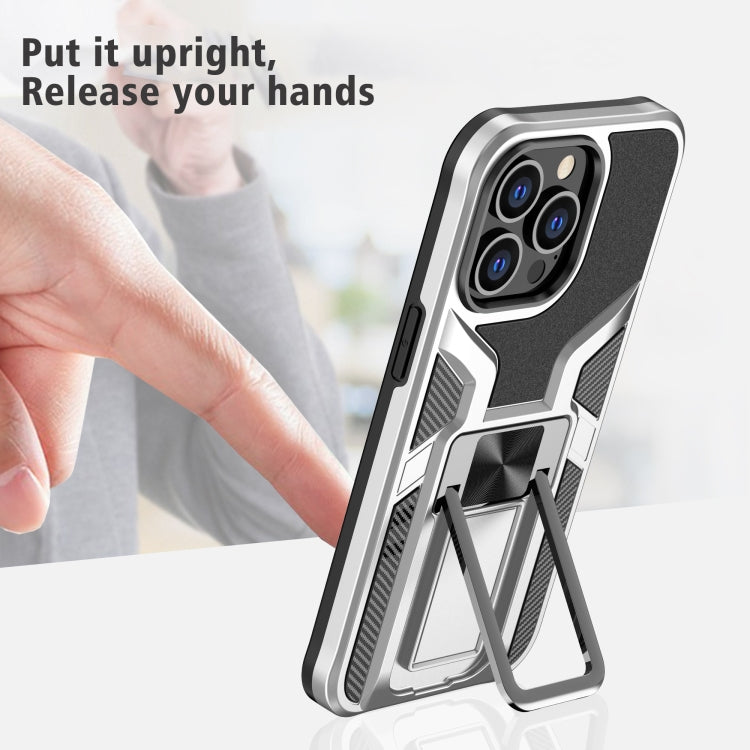 For iPhone 13 Pro Armor 2 in 1 PC + TPU Magnetic Shockproof Case with Foldable Holder