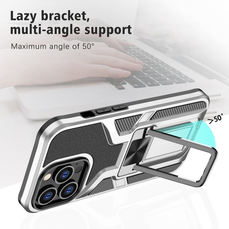 For iPhone 13 Pro Armor 2 in 1 PC + TPU Magnetic Shockproof Case with Foldable Holder