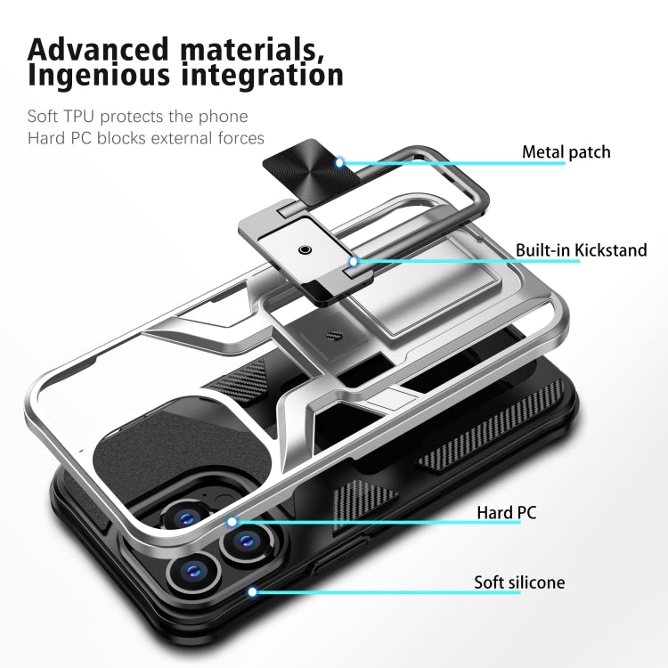 For iPhone 13 Pro Armor 2 in 1 PC + TPU Magnetic Shockproof Case with Foldable Holder