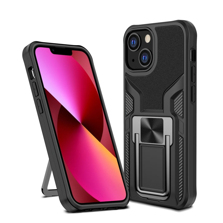 For iPhone 13 Armor 2 in 1 PC + TPU Magnetic Shockproof Case with Foldable Holder
