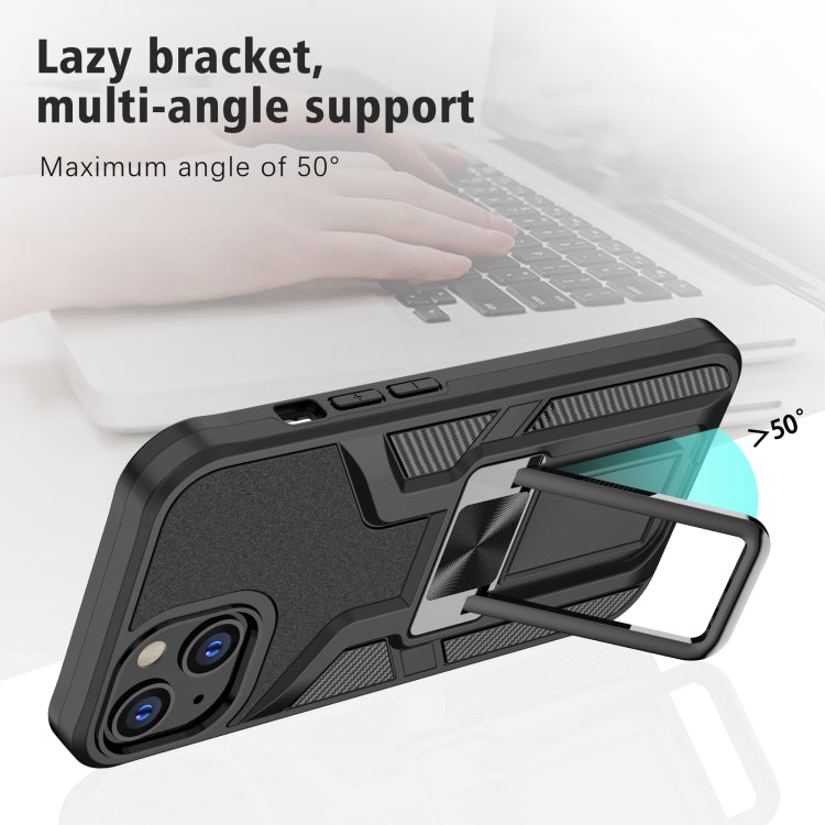 For iPhone 13 Armor 2 in 1 PC + TPU Magnetic Shockproof Case with Foldable Holder