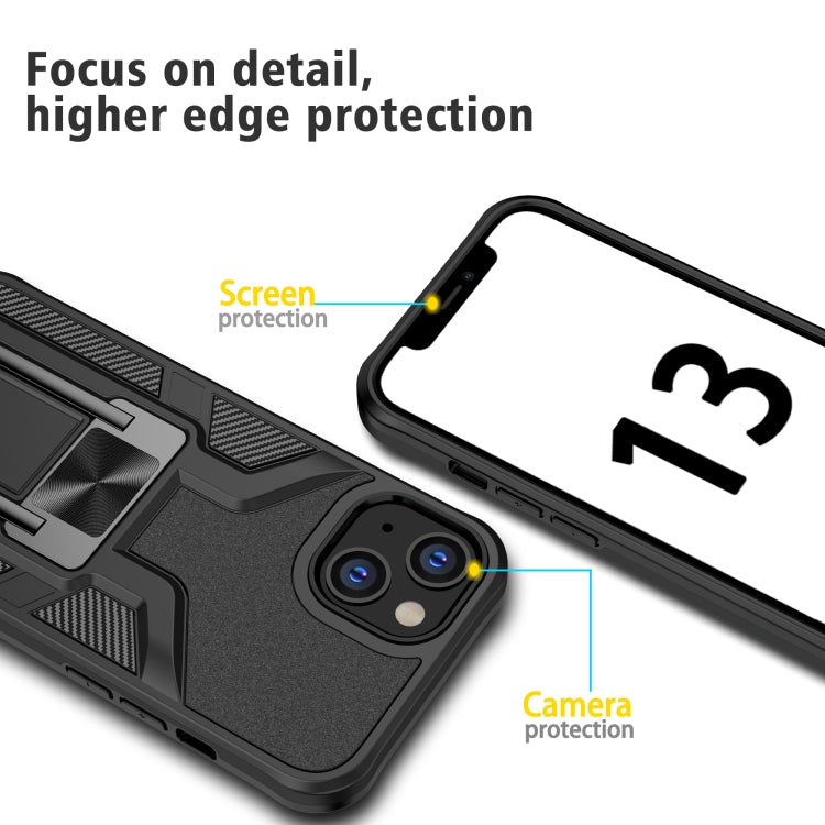 For iPhone 13 Armor 2 in 1 PC + TPU Magnetic Shockproof Case with Foldable Holder