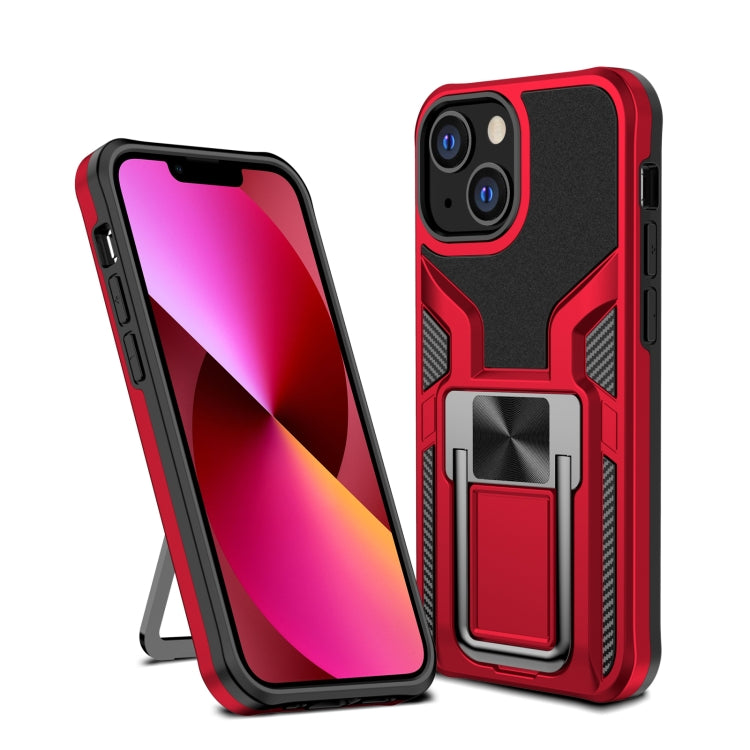 For iPhone 13 Armor 2 in 1 PC + TPU Magnetic Shockproof Case with Foldable Holder