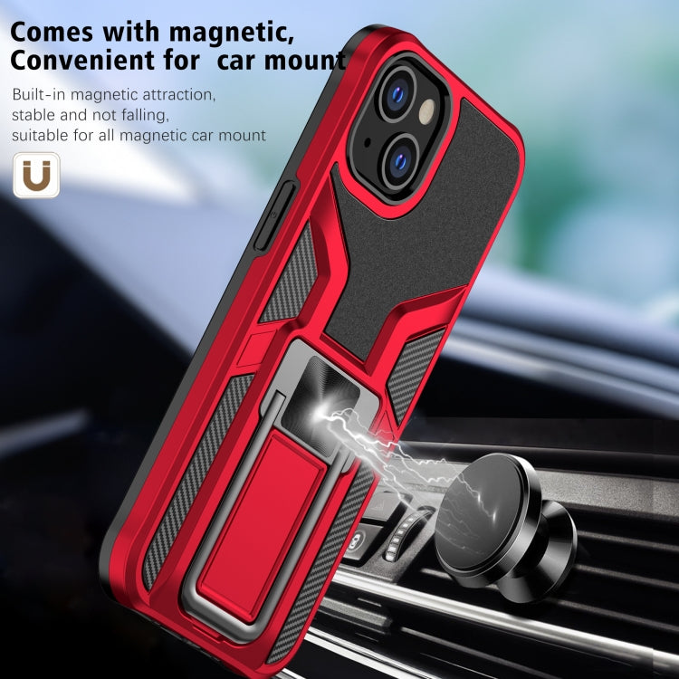For iPhone 13 Armor 2 in 1 PC + TPU Magnetic Shockproof Case with Foldable Holder