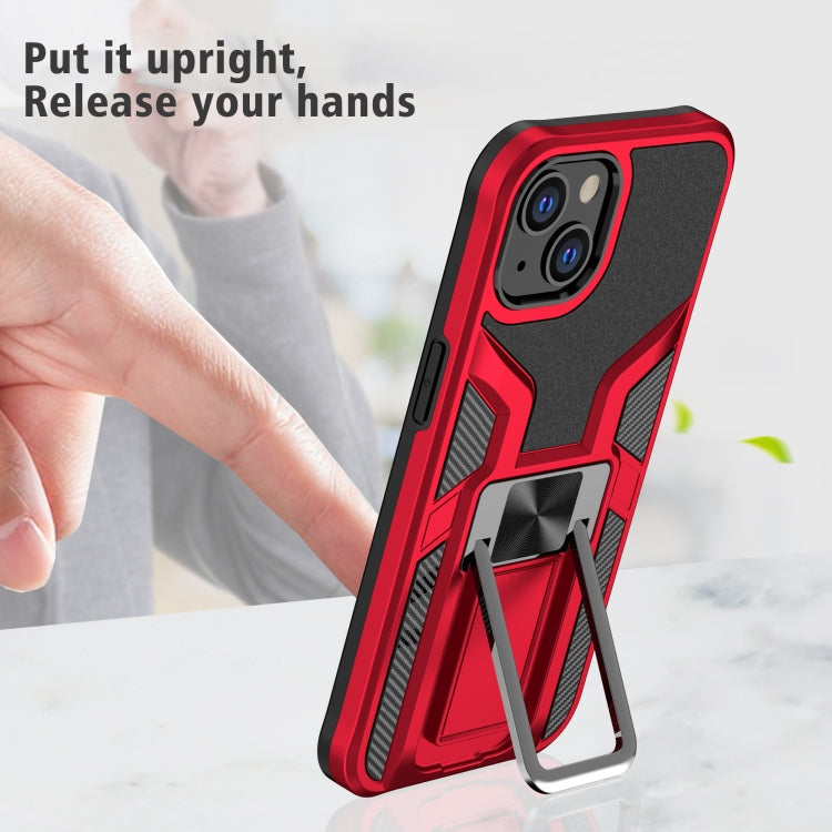 For iPhone 13 Armor 2 in 1 PC + TPU Magnetic Shockproof Case with Foldable Holder