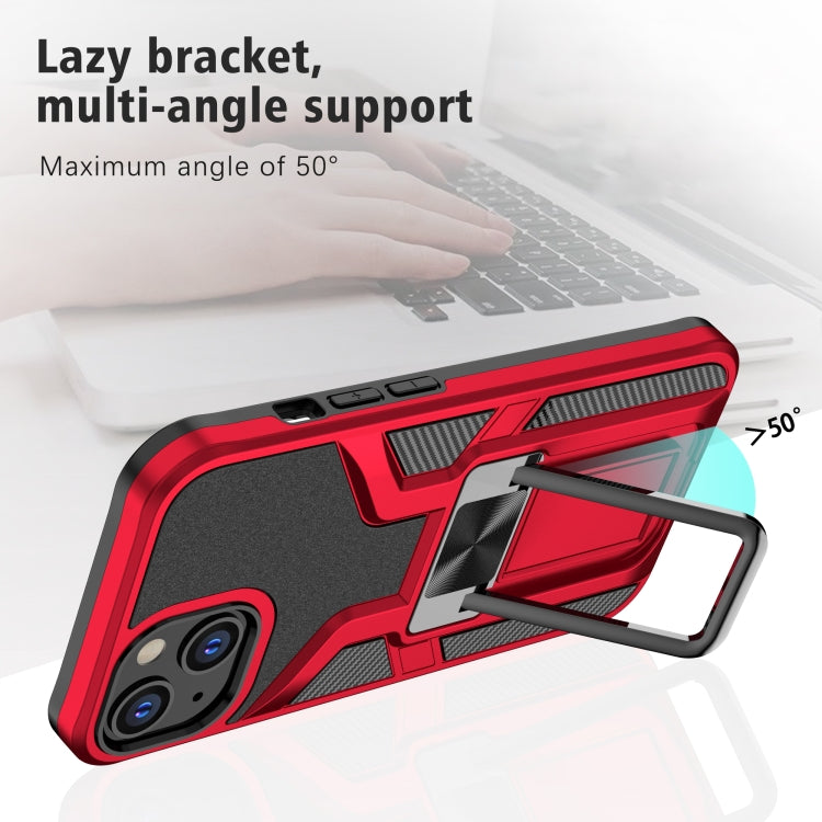 For iPhone 13 Armor 2 in 1 PC + TPU Magnetic Shockproof Case with Foldable Holder