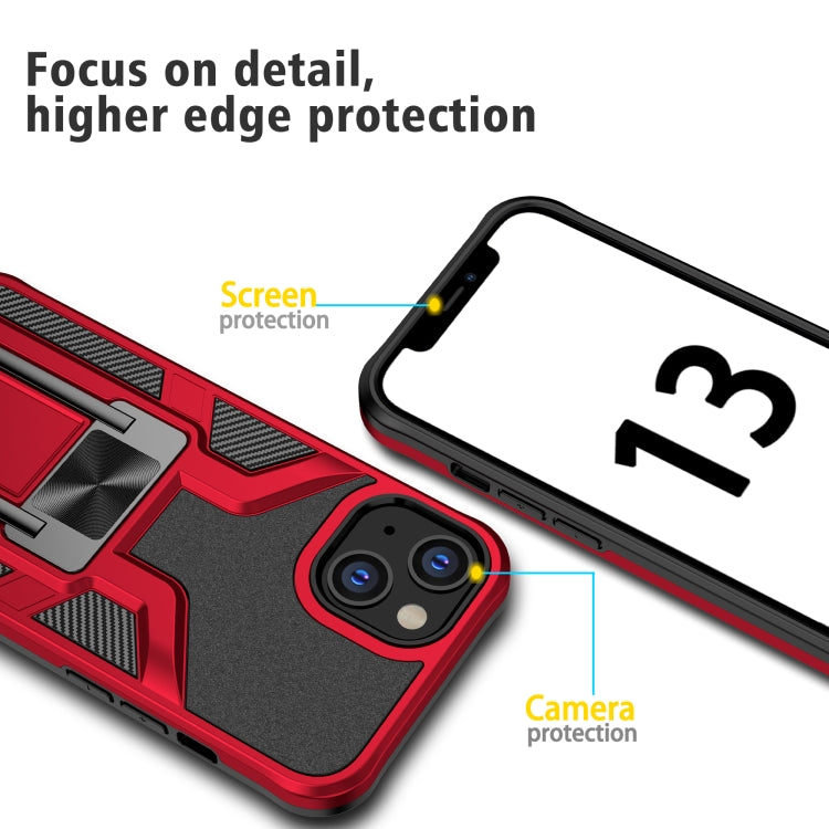 For iPhone 13 Armor 2 in 1 PC + TPU Magnetic Shockproof Case with Foldable Holder