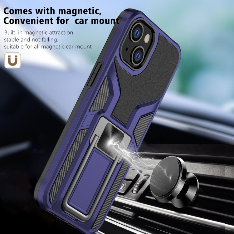 For iPhone 13 Armor 2 in 1 PC + TPU Magnetic Shockproof Case with Foldable Holder