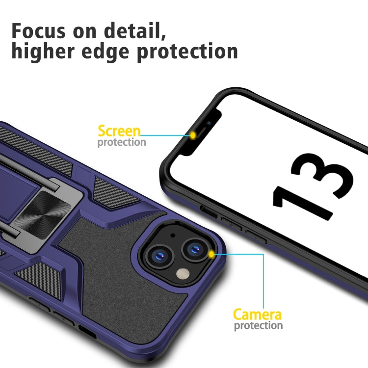 For iPhone 13 Armor 2 in 1 PC + TPU Magnetic Shockproof Case with Foldable Holder