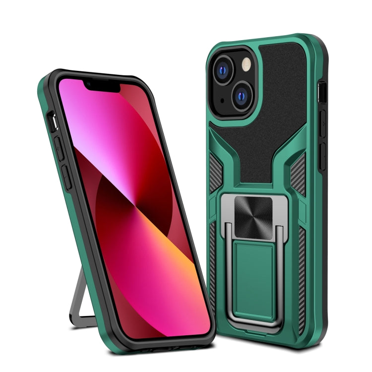 For iPhone 13 Armor 2 in 1 PC + TPU Magnetic Shockproof Case with Foldable Holder