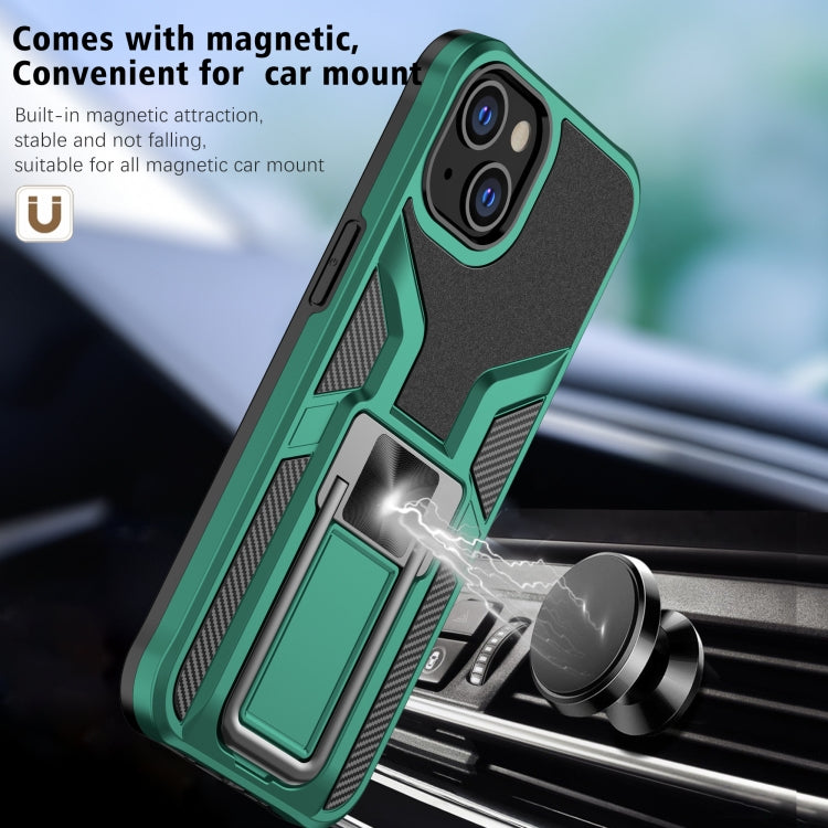 For iPhone 13 Armor 2 in 1 PC + TPU Magnetic Shockproof Case with Foldable Holder