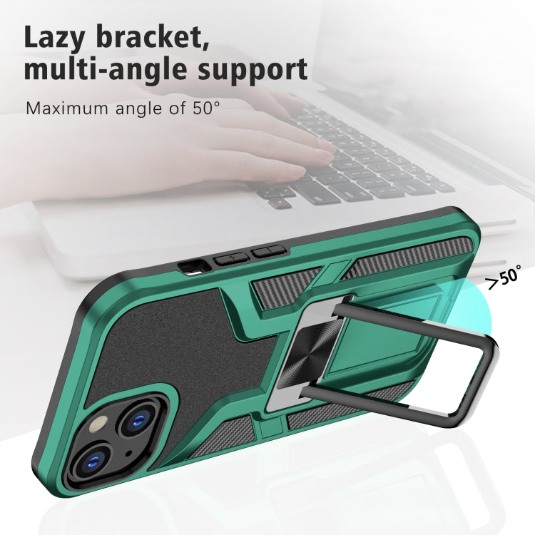 For iPhone 13 Armor 2 in 1 PC + TPU Magnetic Shockproof Case with Foldable Holder