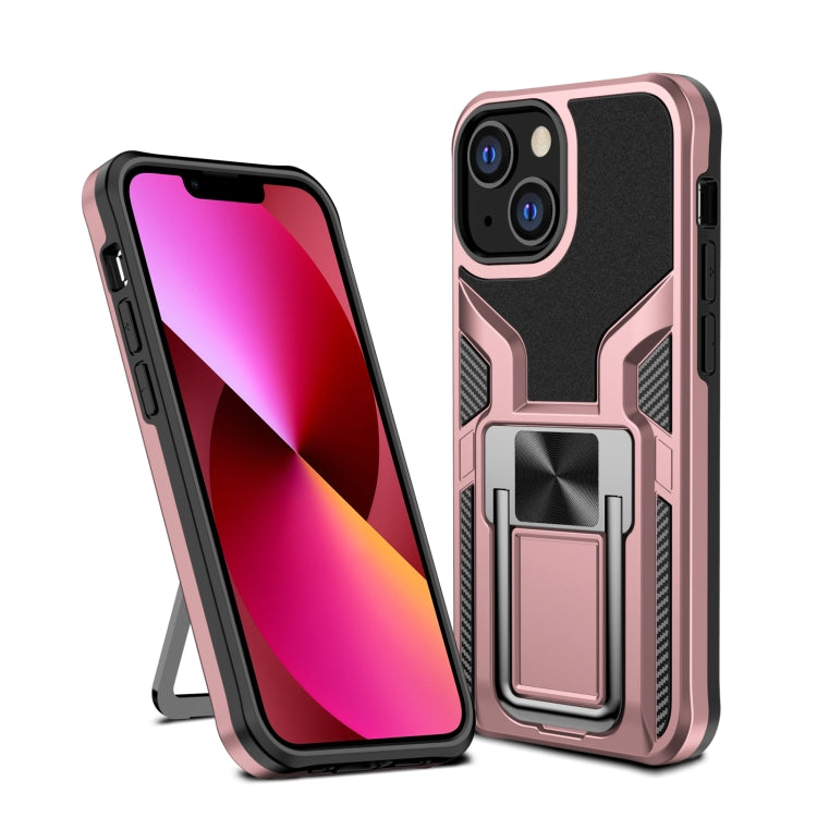 For iPhone 13 Armor 2 in 1 PC + TPU Magnetic Shockproof Case with Foldable Holder