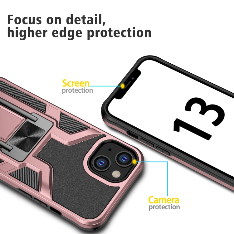For iPhone 13 Armor 2 in 1 PC + TPU Magnetic Shockproof Case with Foldable Holder