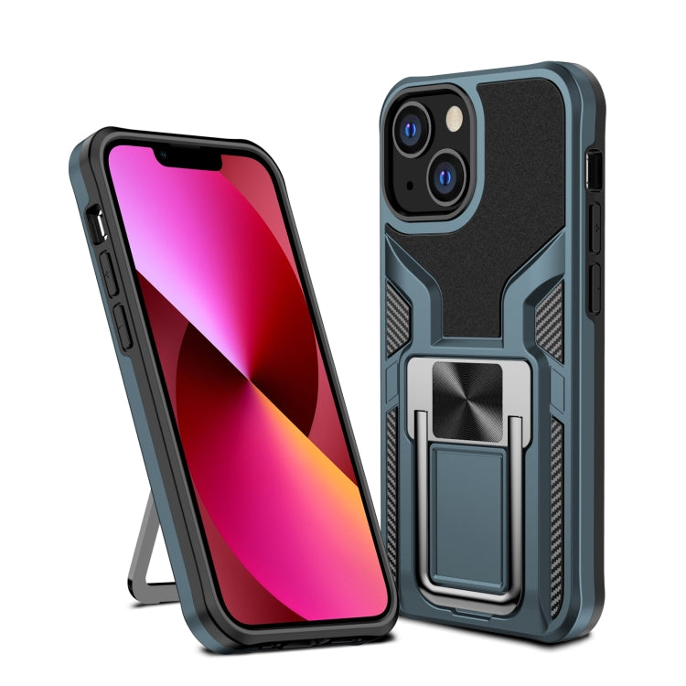 For iPhone 13 Armor 2 in 1 PC + TPU Magnetic Shockproof Case with Foldable Holder