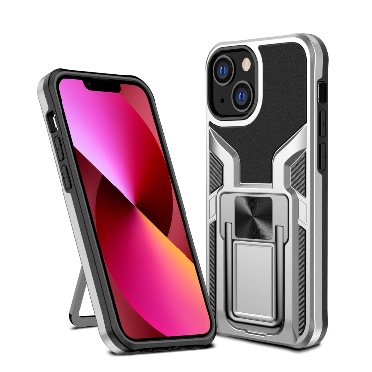For iPhone 13 Armor 2 in 1 PC + TPU Magnetic Shockproof Case with Foldable Holder