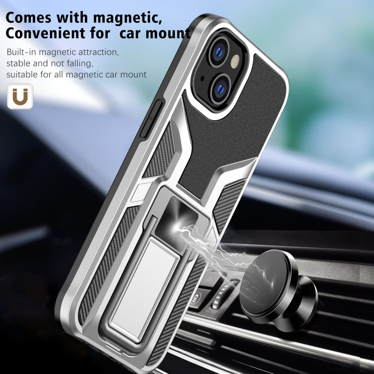 For iPhone 13 Armor 2 in 1 PC + TPU Magnetic Shockproof Case with Foldable Holder