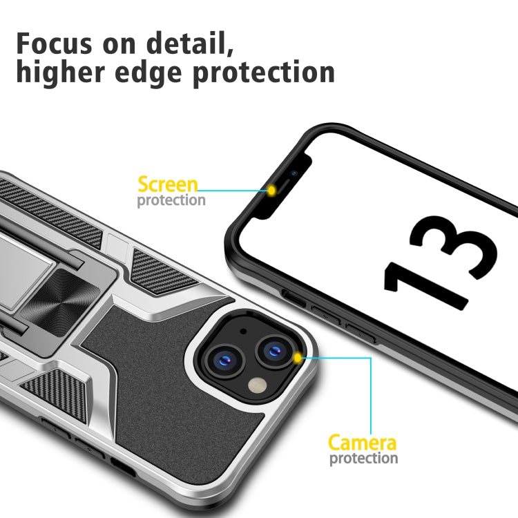 For iPhone 13 Armor 2 in 1 PC + TPU Magnetic Shockproof Case with Foldable Holder