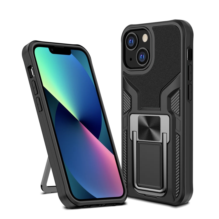 For iPhone 13 mini Armor 2 in 1 PC + TPU Magnetic Shockproof Case with Foldable Holder