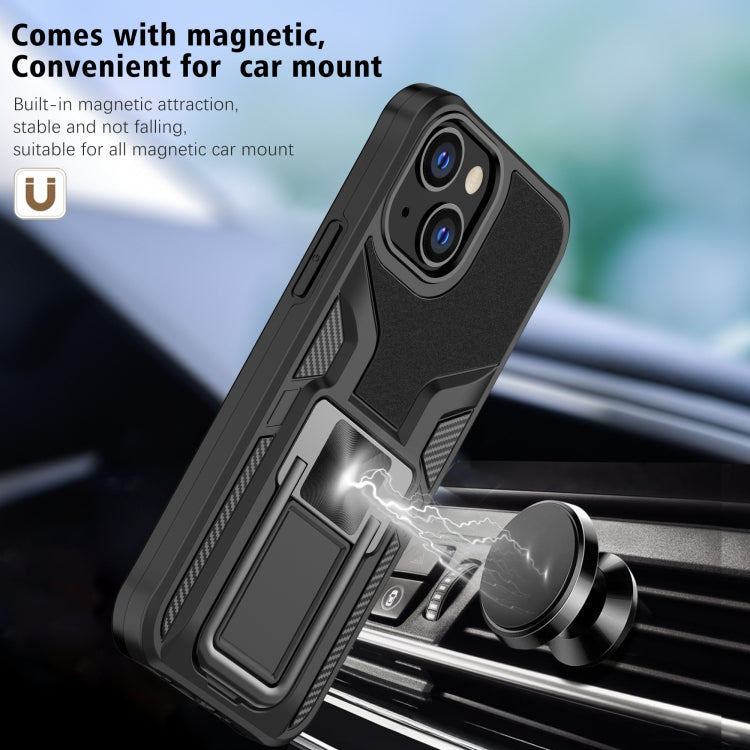 For iPhone 13 mini Armor 2 in 1 PC + TPU Magnetic Shockproof Case with Foldable Holder