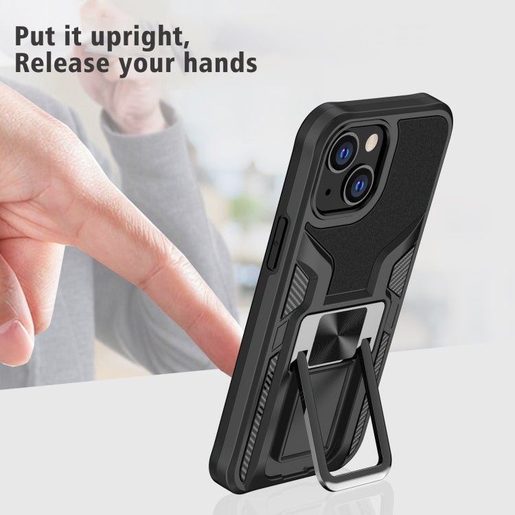 For iPhone 13 mini Armor 2 in 1 PC + TPU Magnetic Shockproof Case with Foldable Holder