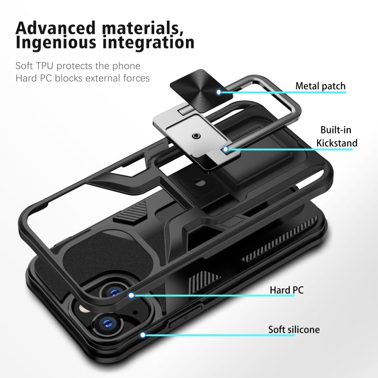 For iPhone 13 mini Armor 2 in 1 PC + TPU Magnetic Shockproof Case with Foldable Holder