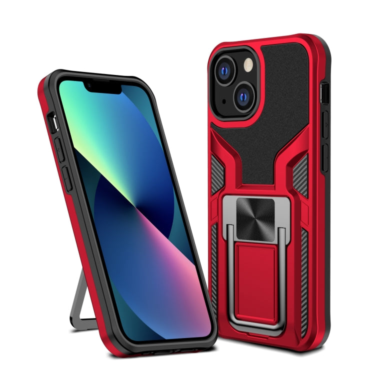 For iPhone 13 mini Armor 2 in 1 PC + TPU Magnetic Shockproof Case with Foldable Holder
