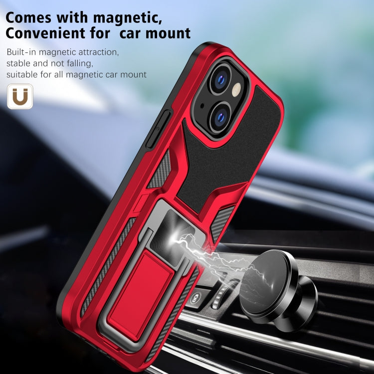 For iPhone 13 mini Armor 2 in 1 PC + TPU Magnetic Shockproof Case with Foldable Holder