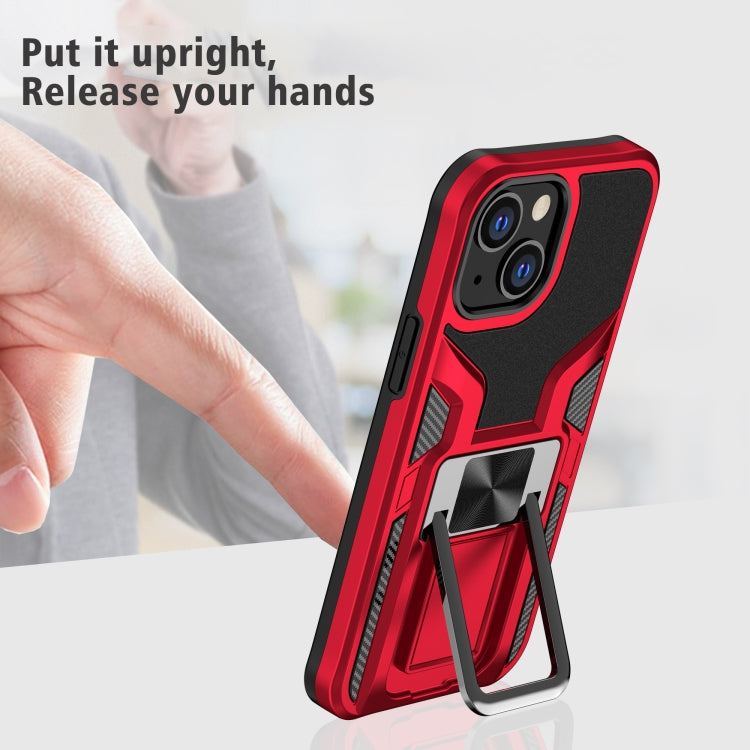 For iPhone 13 mini Armor 2 in 1 PC + TPU Magnetic Shockproof Case with Foldable Holder