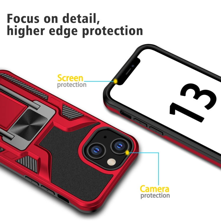 For iPhone 13 mini Armor 2 in 1 PC + TPU Magnetic Shockproof Case with Foldable Holder
