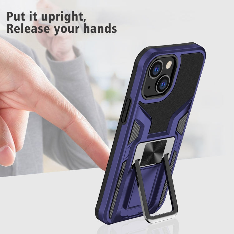 For iPhone 13 mini Armor 2 in 1 PC + TPU Magnetic Shockproof Case with Foldable Holder