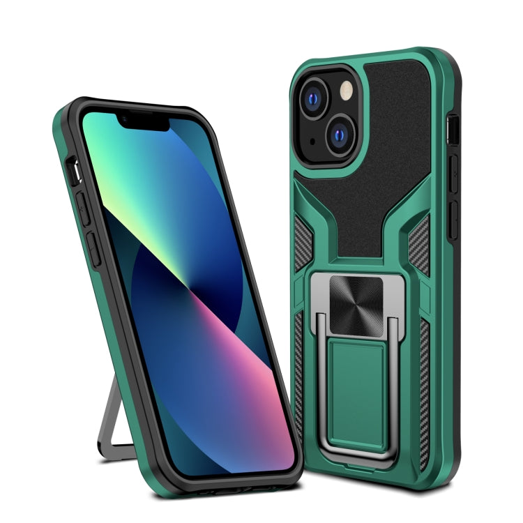For iPhone 13 mini Armor 2 in 1 PC + TPU Magnetic Shockproof Case with Foldable Holder