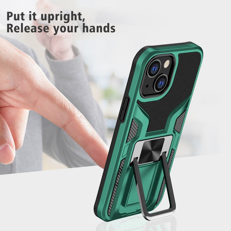 For iPhone 13 mini Armor 2 in 1 PC + TPU Magnetic Shockproof Case with Foldable Holder