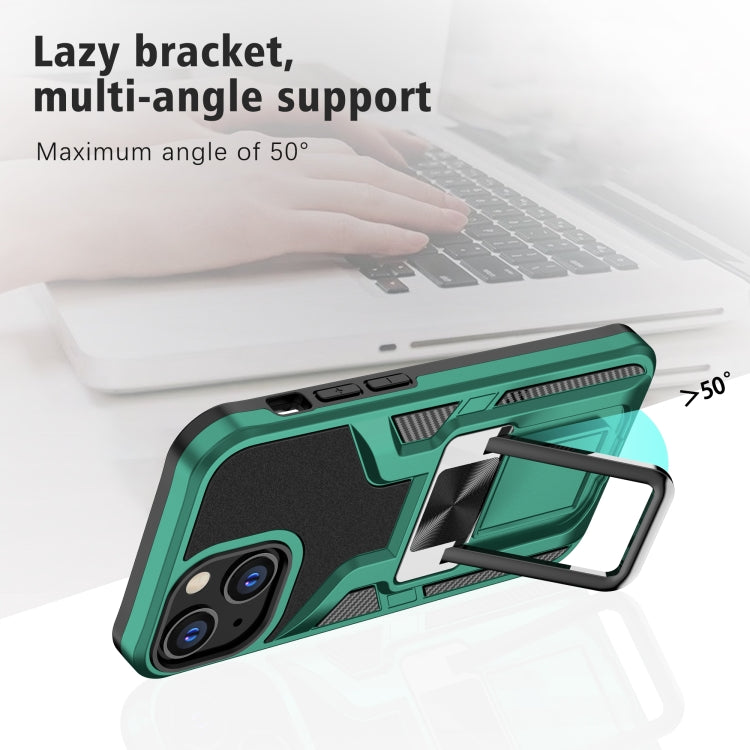 For iPhone 13 mini Armor 2 in 1 PC + TPU Magnetic Shockproof Case with Foldable Holder