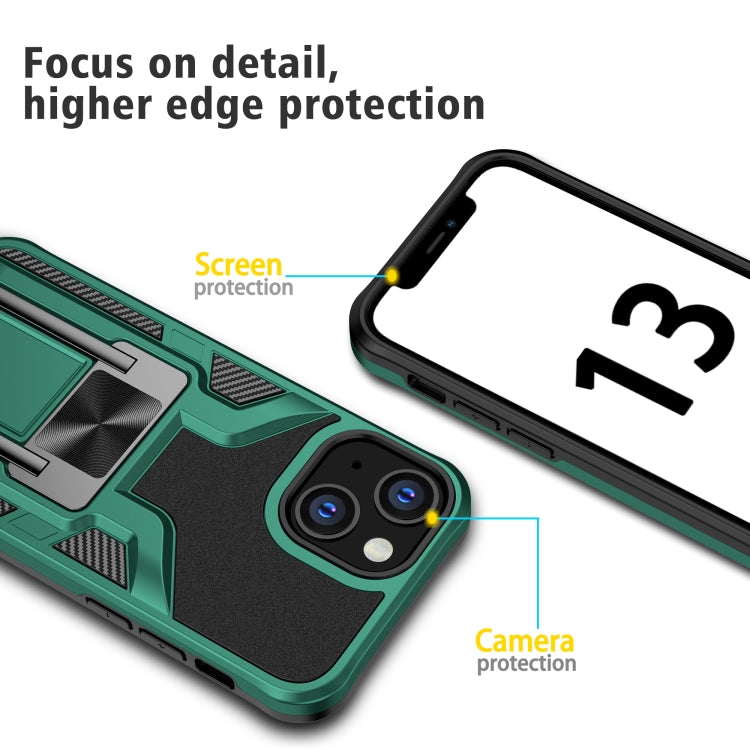 For iPhone 13 mini Armor 2 in 1 PC + TPU Magnetic Shockproof Case with Foldable Holder