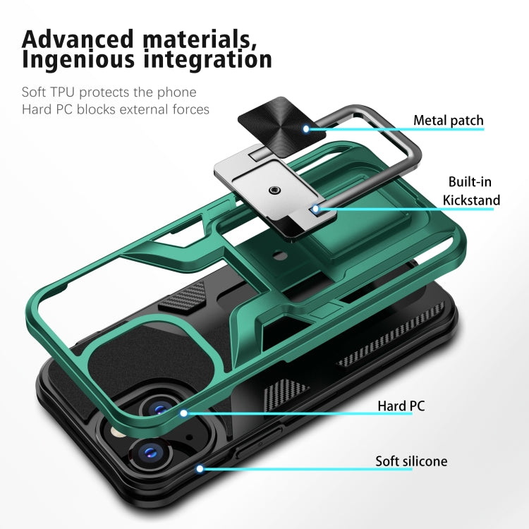 For iPhone 13 mini Armor 2 in 1 PC + TPU Magnetic Shockproof Case with Foldable Holder