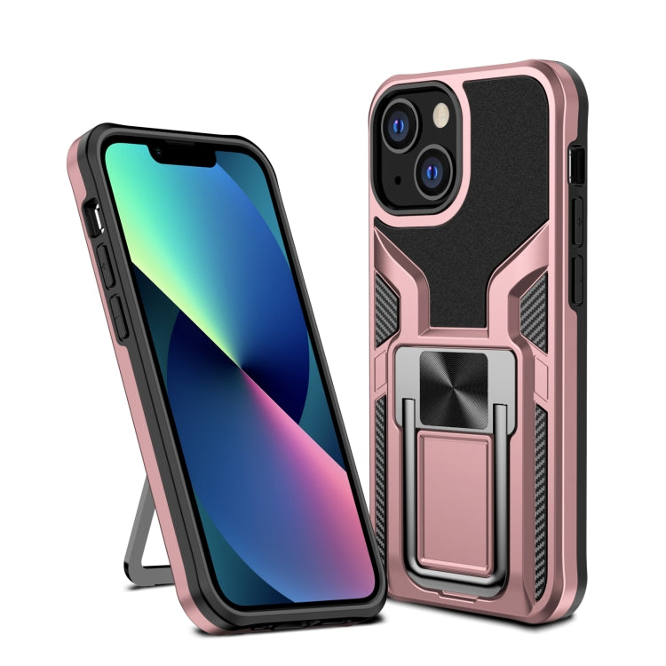 For iPhone 13 mini Armor 2 in 1 PC + TPU Magnetic Shockproof Case with Foldable Holder