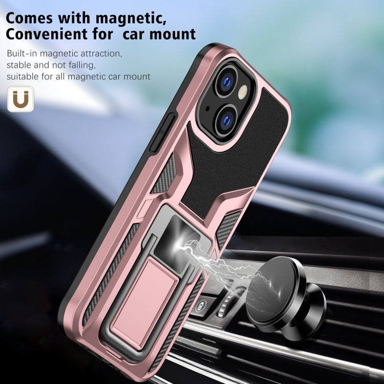 For iPhone 13 mini Armor 2 in 1 PC + TPU Magnetic Shockproof Case with Foldable Holder