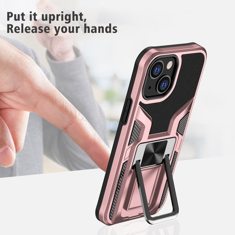For iPhone 13 mini Armor 2 in 1 PC + TPU Magnetic Shockproof Case with Foldable Holder
