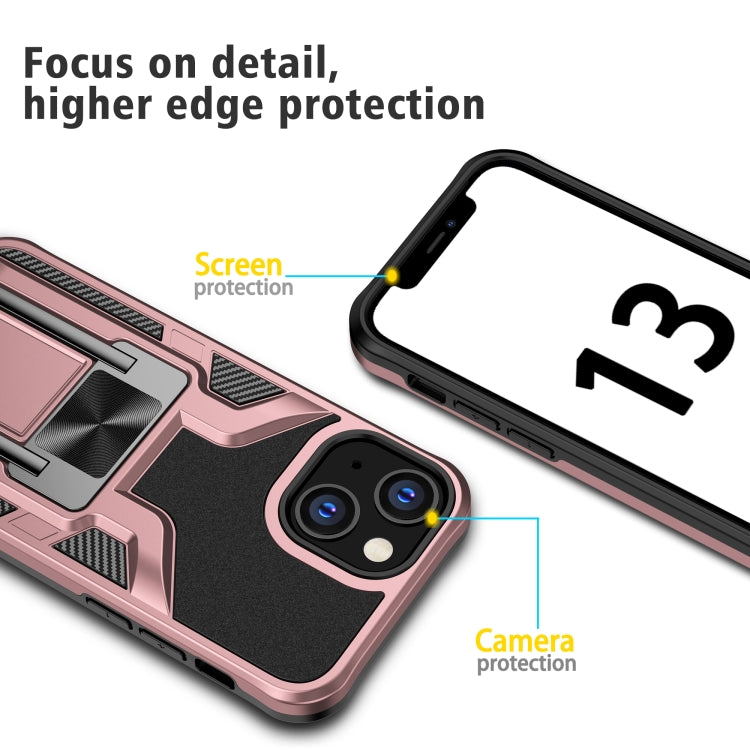 For iPhone 13 mini Armor 2 in 1 PC + TPU Magnetic Shockproof Case with Foldable Holder