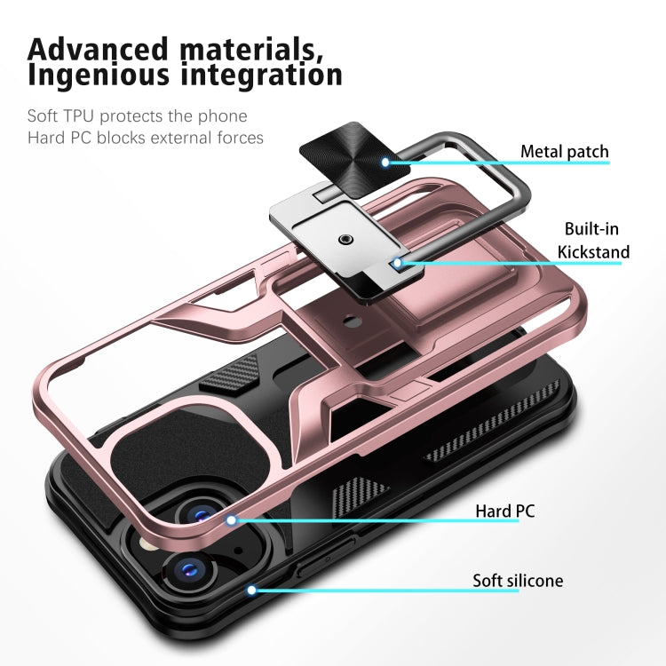 For iPhone 13 mini Armor 2 in 1 PC + TPU Magnetic Shockproof Case with Foldable Holder