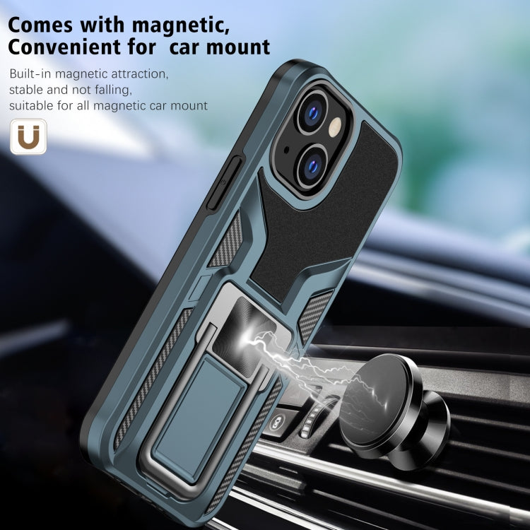 For iPhone 13 mini Armor 2 in 1 PC + TPU Magnetic Shockproof Case with Foldable Holder