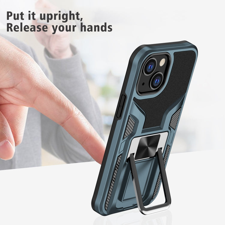 For iPhone 13 mini Armor 2 in 1 PC + TPU Magnetic Shockproof Case with Foldable Holder