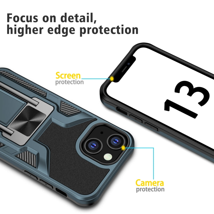 For iPhone 13 mini Armor 2 in 1 PC + TPU Magnetic Shockproof Case with Foldable Holder