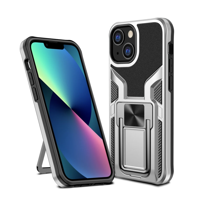 For iPhone 13 mini Armor 2 in 1 PC + TPU Magnetic Shockproof Case with Foldable Holder