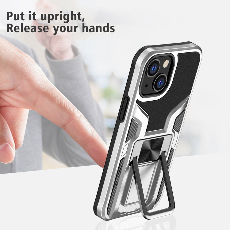 For iPhone 13 mini Armor 2 in 1 PC + TPU Magnetic Shockproof Case with Foldable Holder