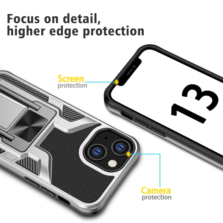 For iPhone 13 mini Armor 2 in 1 PC + TPU Magnetic Shockproof Case with Foldable Holder