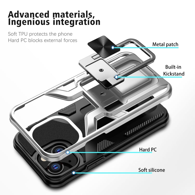 For iPhone 13 mini Armor 2 in 1 PC + TPU Magnetic Shockproof Case with Foldable Holder