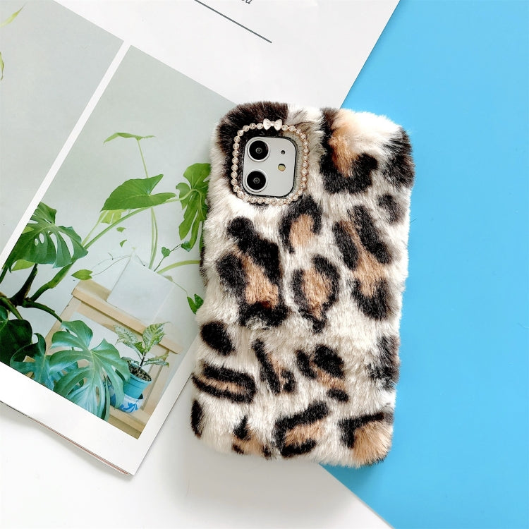 For iPhone 11 Plush Leopard Print Phone Protect Case
